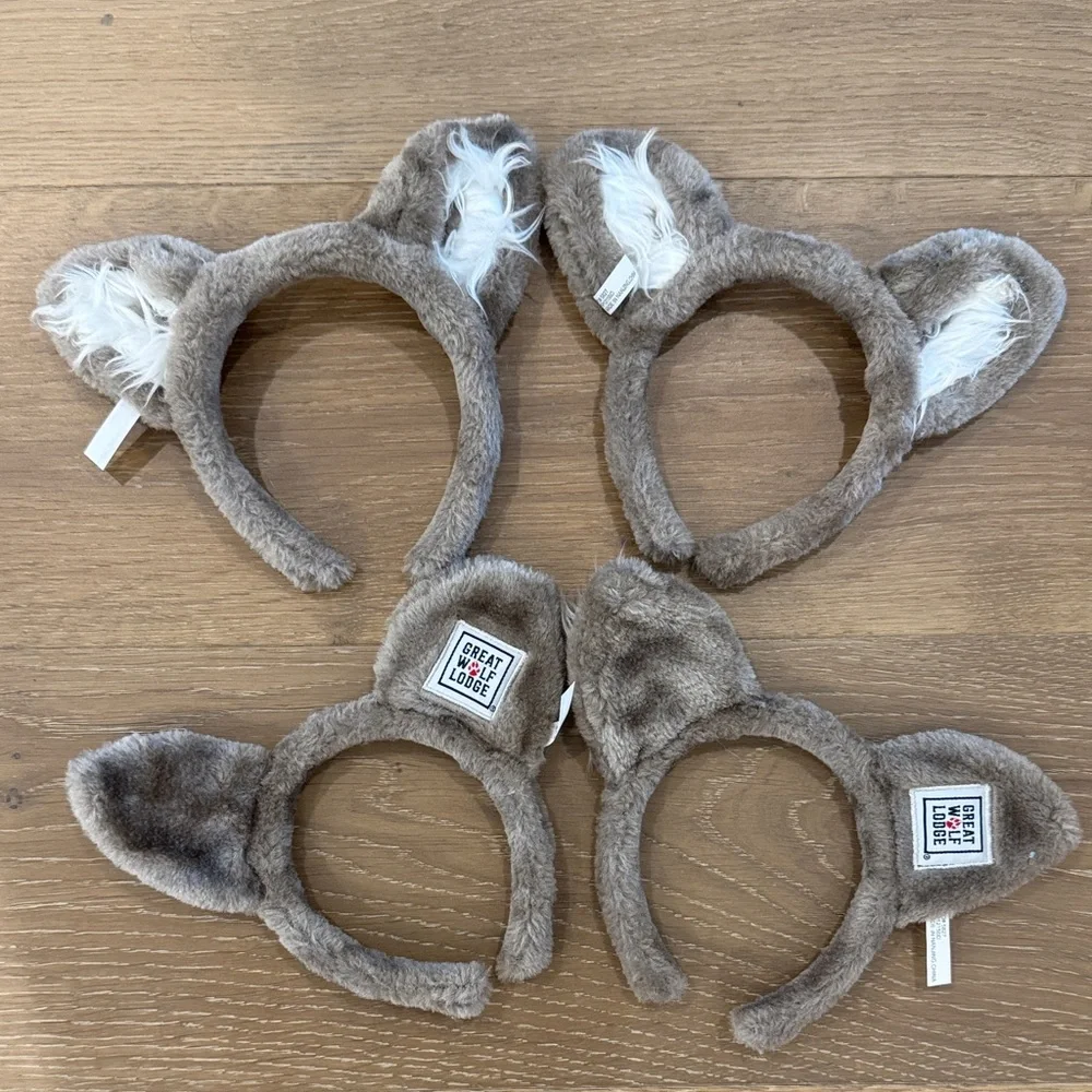 Kids Plush Brown Animal Ear Headband - Set of 4